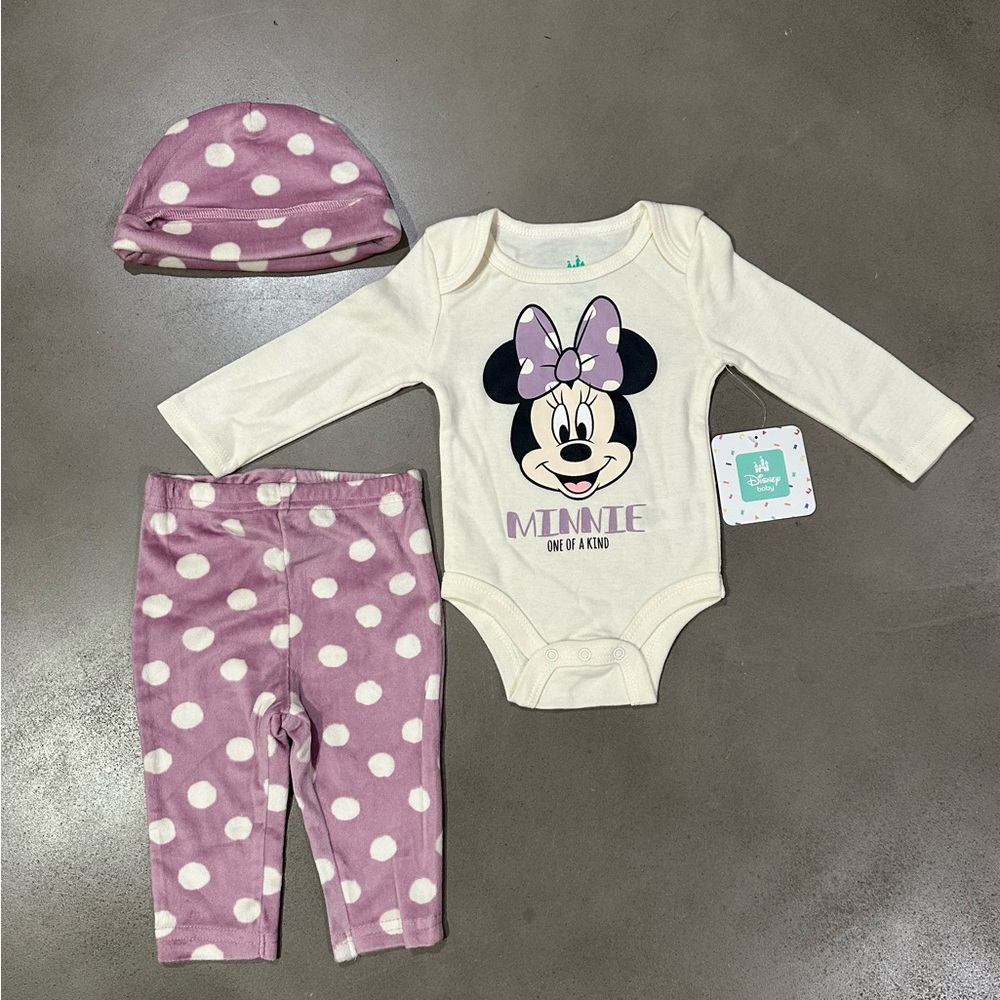 Disney Baby Minnie Mouse Purple/Cream Outfit